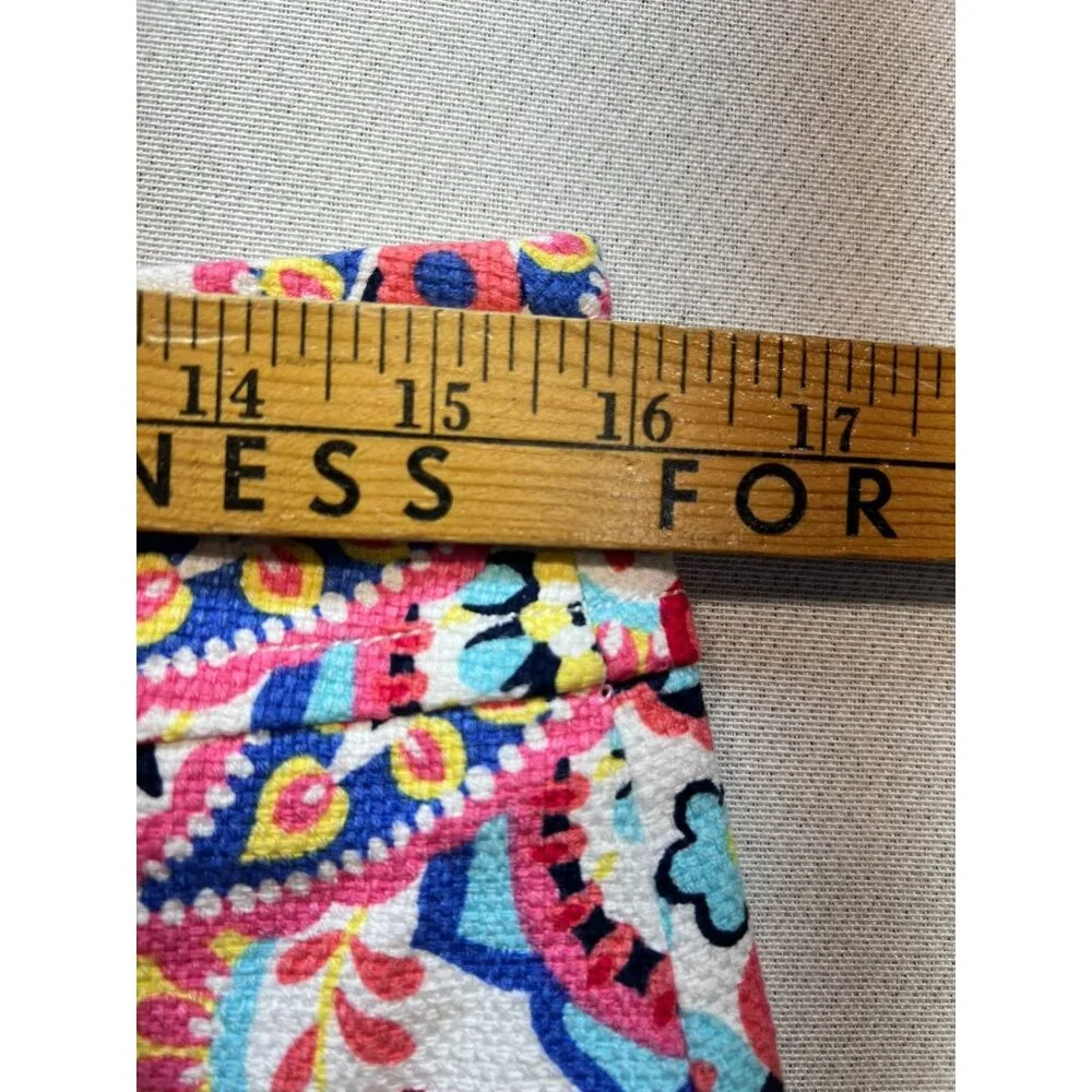 Talbots Women's Cotton Pencil Skirt Flat Front Sz 8p Multicolor Paisley Back Zip - Picture 9 of 11